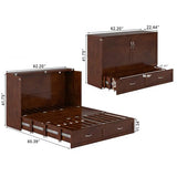 AFI, Marion Queen Wood Murphy Bed Chest with 6" Mattress, Storage Drawer, & Built-in Charger, Walnut AFI