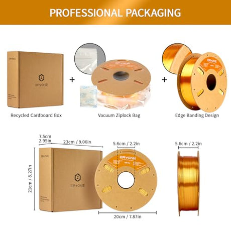 ERYONE Silk PLA Filament for 3D Printer, 1.75mm +/- 0.03mm, 1kg (2.1LBS)/Spool, Liquid Gold ERYONE