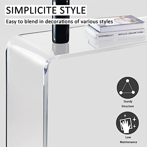 NEJHC Acrylic Console Table, 37.5” L Thick Modern Entryway Table for Hallway, Living Room, Clear Acrylic Desk, 37.5” W x 29.25” H x 15.25” D, 220LBS Weight Capacity NEJHC