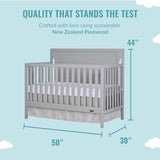 Dream On Me Cape Cod 5-In-1 Convertible Crib In Pebble Grey, Greenguard Gold And JPMA Certified, Built Of Sustainable New Zealand Pinewood, 3 Mattress Height Positions