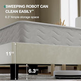 Novilla Queen Bed Frame, Queen Size Bed Frame with Wooden Slats Support, Velvet Upholstered Headboard, No Box Spring Needed, Heavy Duty Feet, Easy Assembly, White Velvet Novilla
