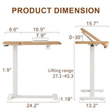 DONGMUWUJEE Solid Wood Overbed Bedside Table with Wheels, Tilting Adjustable Hospital Bed Table Over The Bed, Medical Mobile Laptop Stand, Rolling Standing Desk for Hospital and Home Use(Natural) DONGMUWUJEE