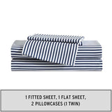 Eddie Bauer Kids - Twin Sheets, Stain-Resistant Toddler Bedding with Matching Sham(s), Super Soft, Ideal Boy Room Essentials (Vivid Stripe Blue, Twin) Eddie Bauer
