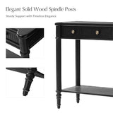 HULALA HOME Mid Century Modern Console Table with Natural Wood Grain, Fluted Entryway Table with 2 Drawers & Lower Shelf, 47.2" W x 13.78" D x 30" H(Black) HULALA HOME