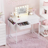 DLisiting Makeup Vanity Desk No Mirror - 40 Inch Small Vanity for Girls Bedroom Living Room Home Office, Small White Computer Study Desks for Teens, for Her DLisiting
