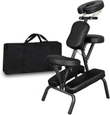 JupiterForce Portable Massage Chair Foldable Lightweight Tattoo Therapy Chair with Adjustable 4 Inches Thick Sponge Face Cradle for Client Spa Salon Massage with Carrying Bag (Black) JupiterForce