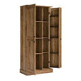 Sauder Miscellaneous 2-Door Swing Out Storage Pantry Cabinet, L: 32.17" x W: 17.13" x H: 72.09", Rural Pine Finish Sauder