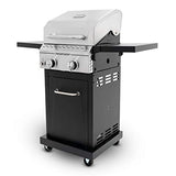 Megamaster 2-Burner Propane Barbecue Gas Grill with Foldable Side Tables, Perfect for Camping, Outdoor Cooking, Patio, Garden Barbecue Grill, 28000 BTUs, Silver and Black, 720-0864MA Megamaster