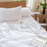 MooMee Bedding Duvet Cover Set 100% Washed Cotton Linen Like Textured Breathable Durable Soft Comfy (Solid Bright White, Queen 90"x90") MooMee