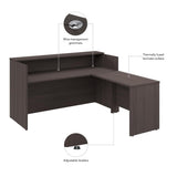 Bush Business Furniture Arrive 72W x 72D L Shaped Reception Desk with Shelf in Natural Elm, Modern Receptionist Station for Office Waiting Room Bush Furniture
