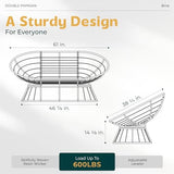 Bme 61" Black - Black Frame Capacity 600lbs Double Papasan Ergonomic Wicker Papasan Chair with Soft Thick Density Fabric Cushion, High Capacity Steel Frame for Living, Bedroom Bme