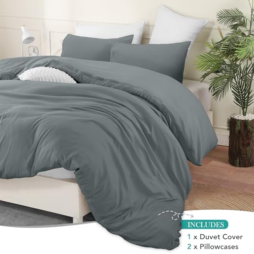 Utopia Bedding Duvet Cover Set with Pillowcases - 3 Pieces Bedding Duvet Cover with Zipper Closure - 1 Duvet Cover with 2 Pillowcases - Soft Brushed Microfiber (Queen, Grey) Utopia Bedding