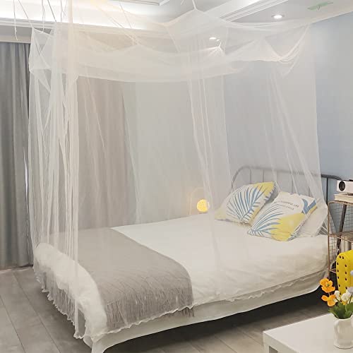 Aventik EDSRDLUZ 400 Fine Meshes Luxury Mosquito Large Square Net for Single to King-Sized Beds, 2 Side Openings & 8 Hanging Loops Decorative Rectangular Shape for Home & Travel Aventik