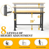 Ultrawall Workbench for Garage, 47.5" Adjustable Height Work Table, Heavy Duty Rubber Wood Workstation for Workshop, Office, Home, 2000 LBS Load Capacity Ultrawall