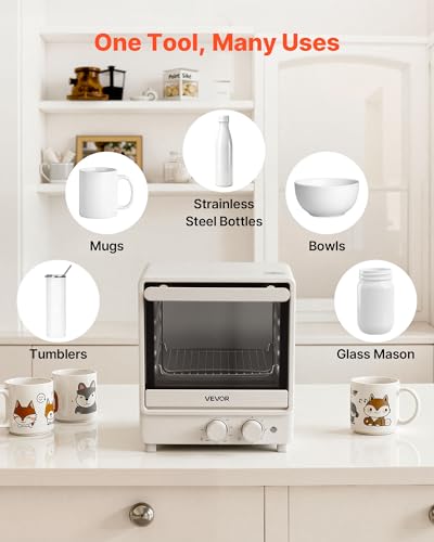 VEVOR Sublimation Oven Machine, 13 Qt, Fits 20oz Tumblers, with 1 Heat Air Gun, 50 Shrink Films, 1 Tape and 2 Heat Gloves, Oven for Sublimation Blank Tumblers, Mugs, Bowls, Off-White VEVOR