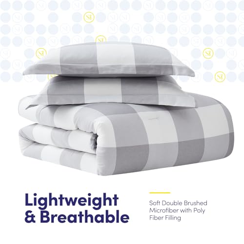 Twin Comforter Set with Sheets - 5-Piece Bedding Collection - 1 Comforter, 1 Fitted Sheet, 1 Flat, 2 Pillowcases - Deep Pocket - Soft & Premium Quality - Ideal for All Seasons, Checkered Box Sweet Home Collection