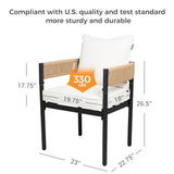 Grand patio 7-Piece Outdoor Dining Set for 6 with 1 Rectangle Expandable Table for 4-6 Person, Metal Woven Wicker Fixed Patio Chairs with Thickened Cushions for Yard, Poolside, Deck (Natural) Grand patio