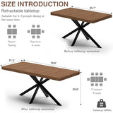 Extendable Dining Room Table for 4 6 8, 55"-70.9" Kitchen Table Rectangle Wood, Expandable Dining Table with Hidden Storage, Space Saving Farmhouse Kitchen Table for Kitchen Dining Living Room MECHYIN