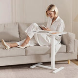 GallopFun Rolling Teacher Standing Desk with Hidden Wheels,Pneumatic Mobile Laptop Table Height Adjustable Small Sit Standing Desk for Home Office,White GallopFun