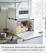 Yamazaki Home Bread Box Keeper Holder Container, Metal Bread Holder Saver, Slim Space Saving Counter Storage Steel + WoodWhite YAMAZAKI