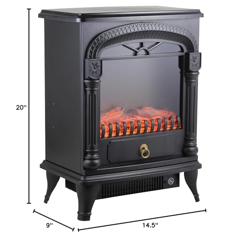 Comfort Zone Electric Fireplace Space Heater, Traditional Warm Stove Style, Realistic 3D Flame Effect, Adjustable Thermostat, & Overheat Protection, Ideal for Home, Bedroom, & Office, 1,500W, CZFP4 Comfort Zone