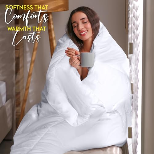 Utopia Bedding Comforter Duvet Insert, Quilted Comforter with Corner Tabs, Box Stitched Down Alternative Comforters Twin Size (White, Pack of 2) Utopia Bedding