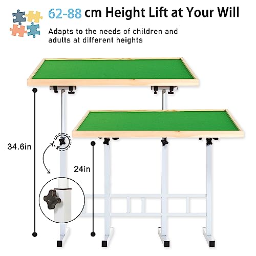 BittPicc Puzzle Table 1500 Pieces Wooden Jigsaw Puzzle Table with Legs Height Adjustable & Angled Tiltable Puzzle Tables for Adults Folding Puzzle Board Table - WoodArtSupply