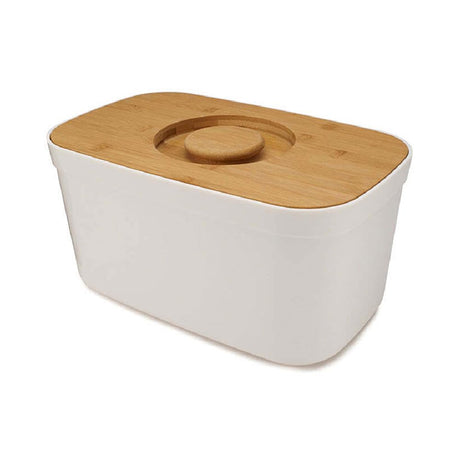 Joseph Joseph Bread Box with Removable Bamboo Cutting Board,White Joseph Joseph