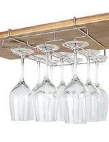 bafvt Wine Glass Holder - 3 Rows Stemware Rack Under Cabinet - 304 Stainless Steel Hanger Storage Shelf, Fit for The Cabinet 0.8“ or Less bafvt