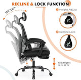 Sweetcrispy Office Computer Desk Chair, Ergonomic High-Back Mesh Rolling Work Swivel Chairs with Wheels, Comfortable Lumbar Support, Comfy Arms for Home, Bedroom, Study, Student, Black Sweetcrispy