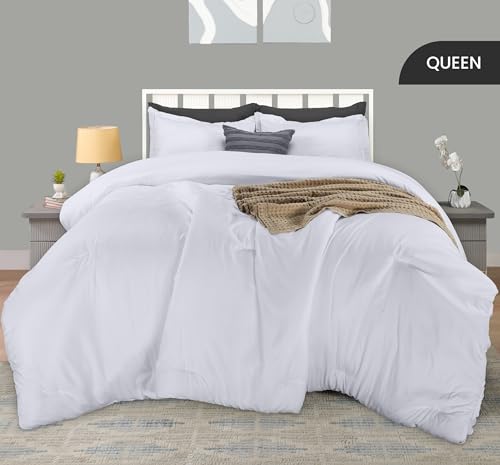 Queen Comforter Set 3 Piece White by Utopia Bedding, Comforters Queen Size, Bedding Comforters Sets, Down Alternative Soft Bed Set, 1 Comforter (88 x 88 inches) 2 Pillow Shams (20 x 26 inches) Utopia Bedding