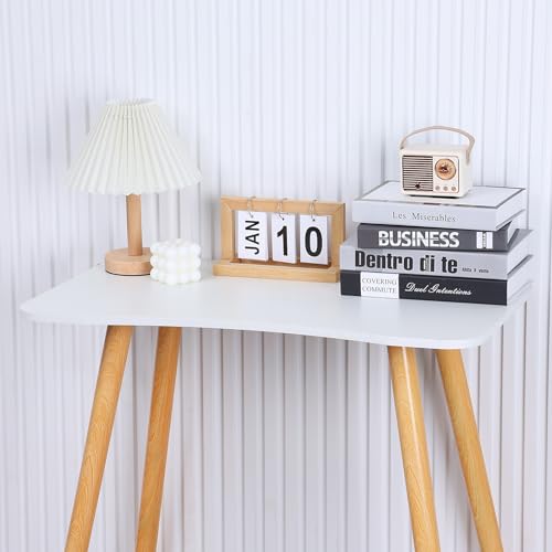 PERZOE 27Inch Small Computer Desk,Solid Wood Standing Desk,Study Desk for Small Space,Small Desk for Bedroom,Laptop Table for Home Office,27.5" L x 15.7" W x 28.7" H White PERZOE