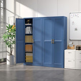 SteeLoong Kitchen Pantry Cabinet,71”Blue Metal Pantry Storage Cabinets with Doors and 4 Adjustable Shelves,Kitchen Cabinet with 2 Gold Handles,Tall Cabinet for Livingroom, SteeLoong