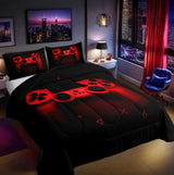 Boys Gamer Comforter Set Queen Size,Gamepad Bedding Set Kids Young Man Video Games Down Comforter for Teen Child Game Room Decor Black Red Classic Retro Gaming Quilted Duvet Set with Pillowcase Erosebridal