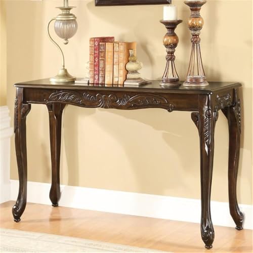 Homes: Inside + Out Charleston Traditional Wood 48 in. Console Table with Cabriole Legs for Living Room, Bedroom, Hallway, Cherry Brown HOMES: INSIDE + OUT