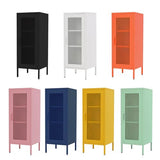Slim Metal Storage Cabinet with Mesh Doors - 42'' Tall Narrow Organizer Tower, Compact Freestanding Cabinet, Versatile Utility Storage for Home, Office, Kitchen, Living Room, Durable and Modern Design ALBAD