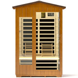 springspa Outdoor Infrared Sauna 2 Person for Home, 15amp Low EMF Far Infrared Spruce Wooden Sauna at Home with Bluetooth,LCD Panel springspa