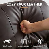 DRMBOOK Dual Motor Power Swivel Rocker Recliner Chairs, Electric Wall Hugger Reclining Sofa with Massage & Heat, Comfy Theater Seating with LED Light/USB/Type-C Ports (Leather Brown, Single Chair)