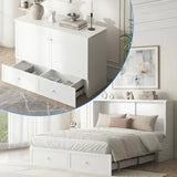 CECER Queen Size Murphy Bed with Storage & Charging Station,Multi-Functional Murphy Cabinet Bed with Mattress Included for Bedroom/Guest Room/Small Space,Easy Assembly -White CECER