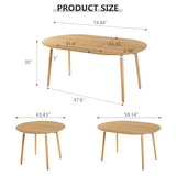 Oval Extendable Dining Room Table for 4-8 People, Modern Wooden Dining Table with MDF Tabletop and Metal Frame, Extendable from 43" to 59" to 74.8", Oval Kitchen Table for Home, Office,Oval Natural Lecut