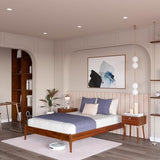 Bme Dinkee 15-Inch Dark Chocolate Solid Wood Queen Platform Bed Frame with Minimalist Japanese Joinery Bme