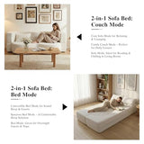 2-in-1 Folding Convertible Sofa Bed - 78 Inch Boneless Teddy Loveseat Sleeper, Foldable Floor Futon Couch with Pillow, Pull-Out Modular Matress for Small Spaces (Living Room/Bedroom/Dorm) (White) Hdxdkog
