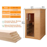 1-Person Far Infrared Sauna with Red Light Therapy – Compact Canadian Hemlock Wood Indoor Home Spa, 4 Fast Heating Panels (1000W 110V), Bluetooth, 7-Color LED & Timer – 65.4" Tall (Fits Small Spaces) DCCSONA