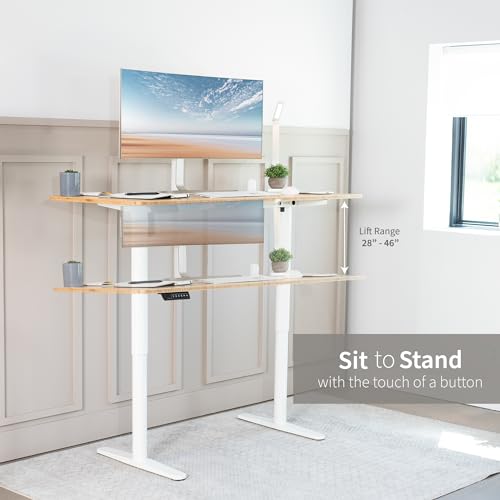 VIVO Electric Single Motor Standing Desk Frame for 41 to 74 in Table Tops, Memory Height Adjustment, Frame Only, White, DESK-E151EW VIVO