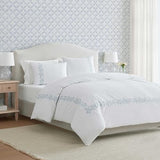 Martha Stewart - King Duvet Cover Set, 100% Soft Cotton Bed Set with a Smooth Cotton Percale Reverse, 3 Piece Floral Bedding with Matching Pillowcases (Garden Path Embroidery Blue) Martha Stewart