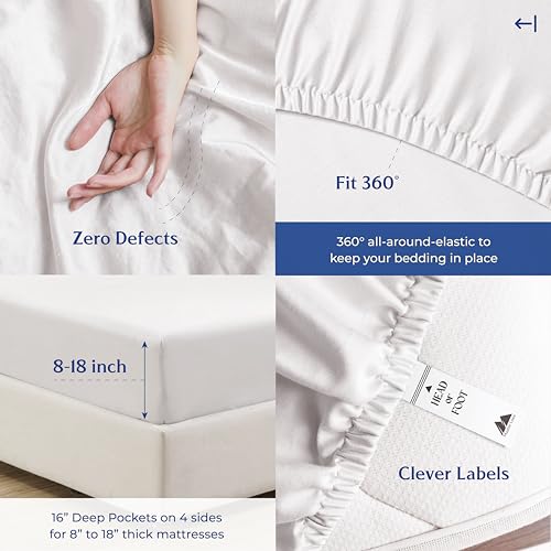 Mayfair Linen 100% Organic Cotton Percale Sheets Full Size - White, 4 Piece Set, Soft & Crisp, Cooling, 16" Deep Pocket Hotel Sheets Mayfair Linen