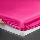 Vonty Satin Sheets Queen Size Silky Soft Satin Bed Sheets Hot Pink Sheet Set, 1 Deep Pocket Fitted Sheet + 1 Flat Sheet + 2 Pillowcases Vonty