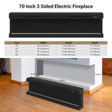 STRICWARM 70 inch 3 Sided Electric Fireplace Insert with Touchscreen, Smart Recessed/Built-in Linear Electric Fire Place Heater 1500W, Multi-Color Realistic Flames, APP Control, Timer, Log & Crystal STRICWARM