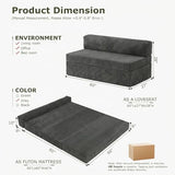 NLDD 5-in-1 Convertible Sofa Bed, Boneless Loveseat Sleeper, Tri-fold Futon Sofa Bed with Removable Cushions & Washable Cover, Pull Out Couch with Handle, for Small Spaces, Queen Size, Grey NLDD