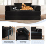 Cloud Boneless Convertible Sofa Bed, 4-in-1 Foldable Compressed High-Density Sponge Sofa, 70" Corduroy Fabric 3 Seater Sleeper Couch Futon Daybed for Living Room Bedroom (Black) Living&Giving